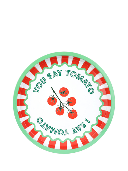 Talking Tables Bon Appetit Tomato Round Tin Tray, Multi, Multi