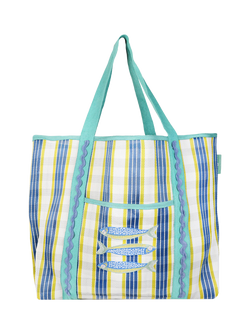 Talking Tables Sardine Check Tote Bag, Blue/Multi, Multi