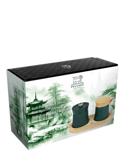 Peugeot Bali Spice Palace Cast Iron & Bamboo Pepper Mill Set, Forest Green - view 2, Forest Green