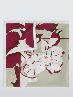 John Lewis Silk Floral Border Square Scarf, Natural Multi - view 2, Natural Multi