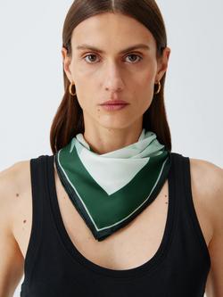 John Lewis Silk Spliced Floral Square Scarf, Green Multi, Green Multi