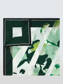 John Lewis Silk Spliced Floral Square Scarf, Green Multi - view 2, Green Multi