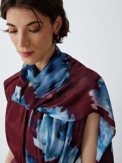 John Lewis Blurred Floral Scarf, Multi, Blue Multi