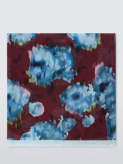 John Lewis Blurred Floral Scarf, Multi - view 2, Blue Multi