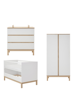 Obaby Astrid Cotbed, Changing Unit & Double Wardrobe Set, White, White