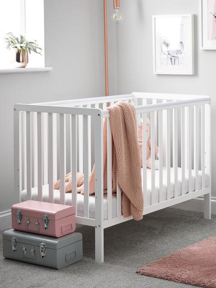Obaby Bantam Cot & Fibre Mattress, White - view 2, White