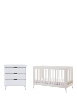 Obaby Maya Cotbed & Changing Unit Set, Nordic White, Nordic White