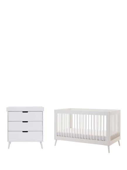Obaby Maya Cotbed & Changing Unit Set, Nordic White, Nordic White