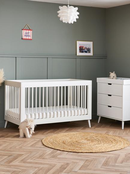 Obaby Maya Cotbed & Changing Unit Set, Nordic White - view 2, Nordic White