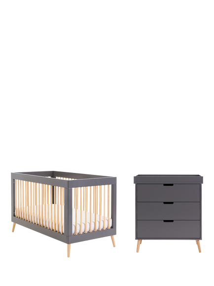 Obaby Maya Cotbed & Changing Unit Set, Slate/Natural, Slate/Natural