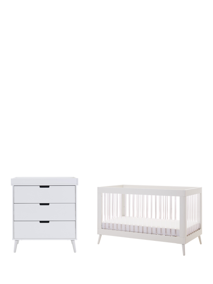Obaby Maya Acrylic Cotbed & Changing Unit Set, White, White