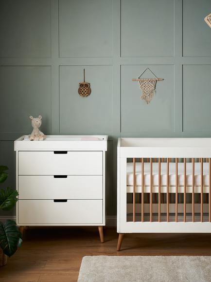 Obaby Maya Cotbed & Changing Unit Set, White/Natural - view 2, White/Natural