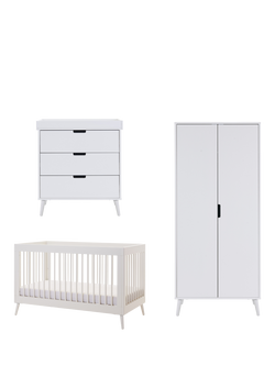 Obaby Maya Cotbed, Changing Unit Set and Double Wardrobe, Nordic White, Nordic White