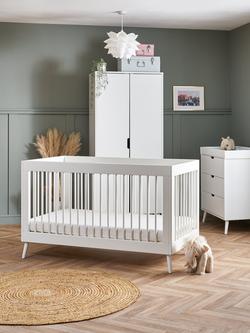 Obaby Maya Cotbed, Changing Unit Set and Double Wardrobe, Nordic White - view 2, Nordic White