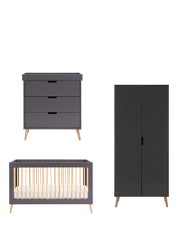 Obaby Maya Cotbed, Changing Unit Set and Double Wardrobe, Slate/Natural, Slate/Natural