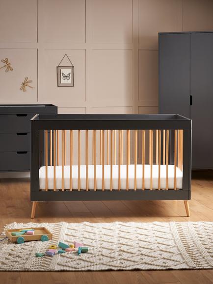 Obaby Maya Cotbed, Changing Unit Set and Double Wardrobe, Slate/Natural - view 2, Slate/Natural
