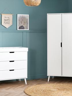 Obaby Maya Acrylic Cotbed, Changing Unit & Double Wardrobe Set, White - view 2, White