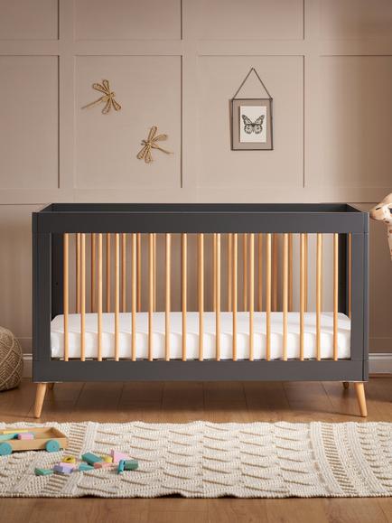 Obaby Maya Cotbed, Slate/Natural - view 2, Slate/Natural