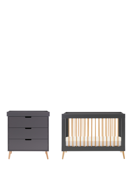 Obaby Maya Mini Cotbed & Changing Unit Set, Slate/Natural, Slate/Natural