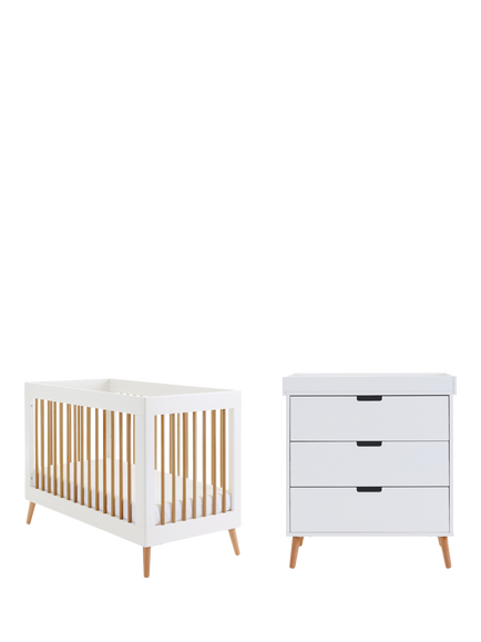 Obaby Maya Mini Cotbed & Changing Unit Set, White/Natural, White/Natural