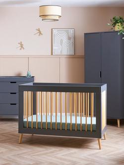 Obaby Maya Mini Cotbed, Changing Unit & Double Wardrobe Set, Slate/Natural - view 2, Slate/Natural