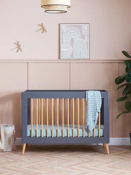 Obaby Maya Mini Cotbed, Slate/Natural - view 2, Slate/Natural