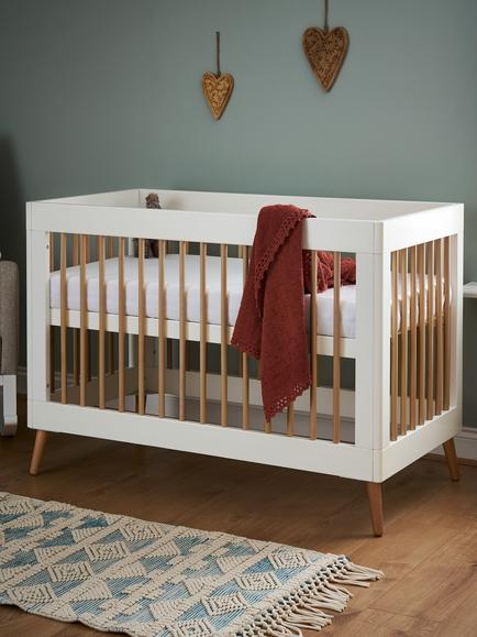 Obaby Maya Mini Cotbed, White/Natural - view 2, White/Natural