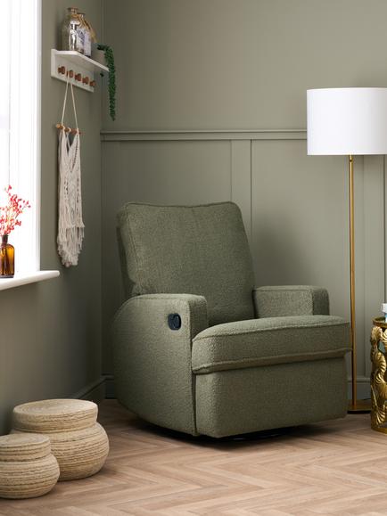 Obaby Madison Recliner Nursery Chair, Teddy Olive - view 2, Teddy Olive
