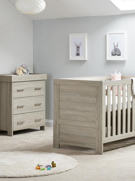 Obaby Nika Cotbed with Underdrawer & Changing Unit Set, Grey Wash - view 2, Grey Wash