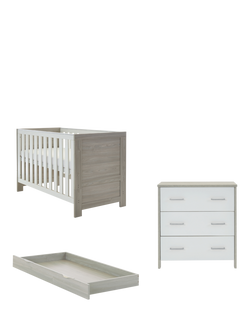 Obaby Nika Cotbed with Under Drawer & Changing Unit Set, Grey Wash/White, Grey Wash And White