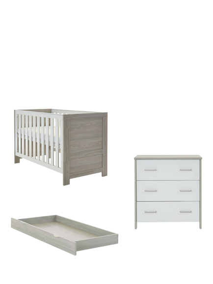 Obaby Nika Cotbed with Under Drawer & Changing Unit Set, Grey Wash/White, Grey Wash And White