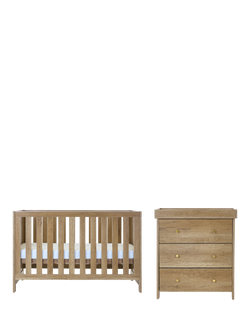 Obaby Nika Cotbed with Under Drawer & Changing Unit Set, Oak, Oak