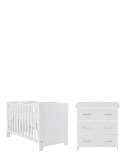 Obaby Nika Cotbed with Under Drawer & Changing Unit Set, White Wash, White Wash