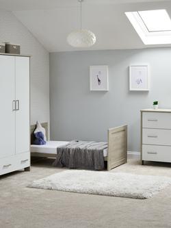 Obaby Nika Cotbed with Under Drawer, Changing Unit & Double Wardrobe Set, Grey Wash/White - view 2, Grey Wash/White