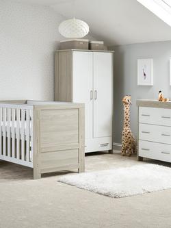 Obaby Nika Cotbed with Under Drawer, Changing Unit & Double Wardrobe Set, Grey Wash/White - view 2, Grey Wash/White