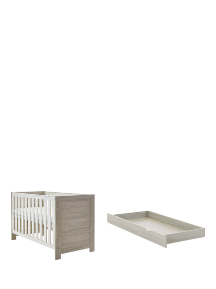 Obaby Nika Cotbed with Under Drawer, Grey Wash/White, Grey Wash/White
