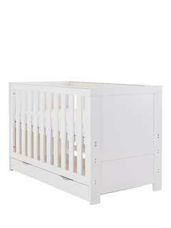 Obaby Nika Cotbed with Under Drawer, White Wash, White Wash