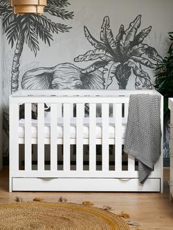 Obaby Nika Cotbed with Under Drawer, White Wash - view 2, White Wash