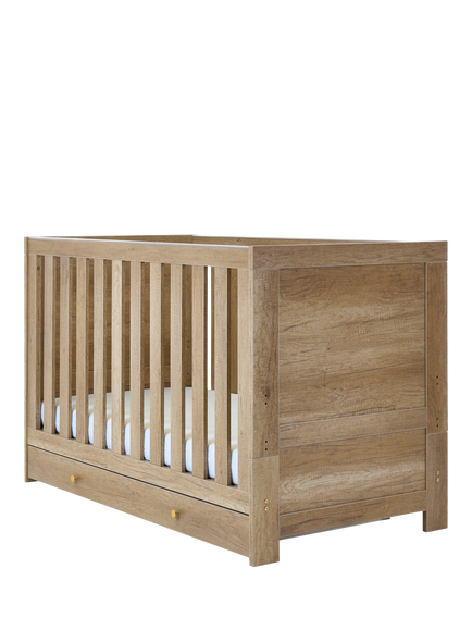 Obaby Nika Cot Bed & Under Drawer, Oak, Oak