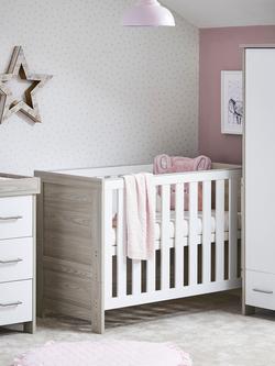 Obaby Nika Mini Cotbed, Changing Unit & Double Wardrobe Set, Grey Wash/White - view 2, Grey Wash/White