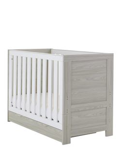 Obaby Nika Mini Cotbed, Grey Wash/White, Grey Wash/White