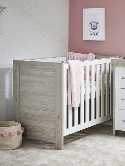 Obaby Nika Mini Cotbed, Grey Wash/White - view 2, Grey Wash/White