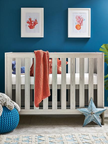 Obaby Nika Cot Bed & Under Drawer, Grey Wash - view 2, Grey Wash