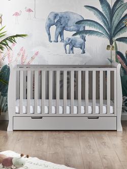 Obaby Stamford Classic Sleigh Cotbed, Closed Changing Unit & Double Wardrobe Set, Warm Grey - view 2, Warm Grey