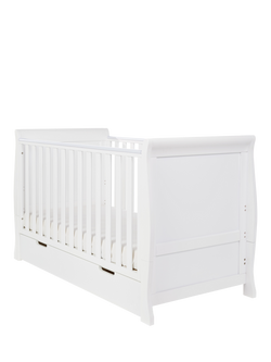Obaby Stamford Classic Sleigh Cotbed, White, White