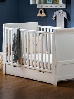 Obaby Stamford Classic Sleigh Cotbed, White - view 2, White