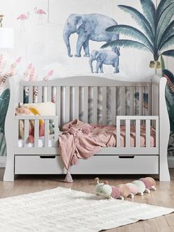 Obaby Stamford Classic Sleigh Cotbed, Warm Grey - view 2, Warm Grey