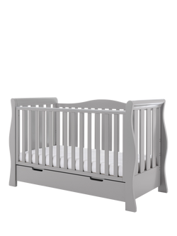 Obaby Stamford Luxe Sleigh Cotbed & Changing Unit Set, Warm Grey - view 2, Warm Grey