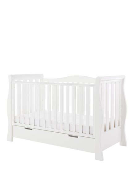 Obaby Stamford Luxe Sleigh Cotbed, White, White