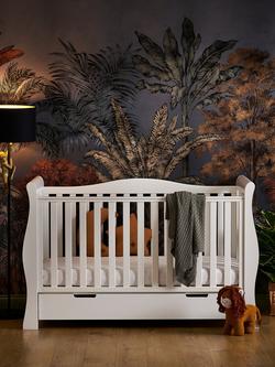 Obaby Stamford Luxe Sleigh Cotbed, White - view 2, White